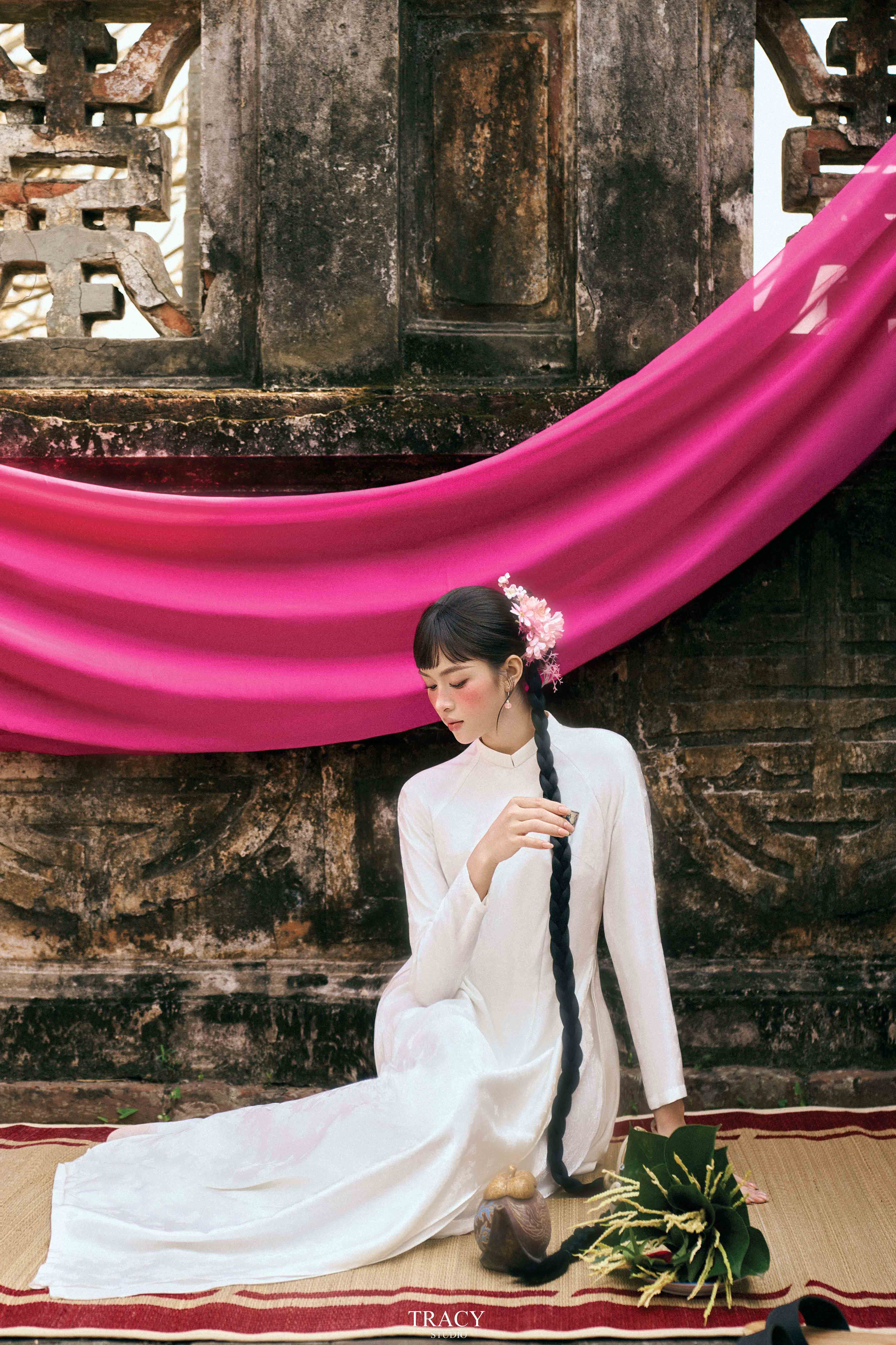 tracy studio chụp concept áo dài tết chu oanh